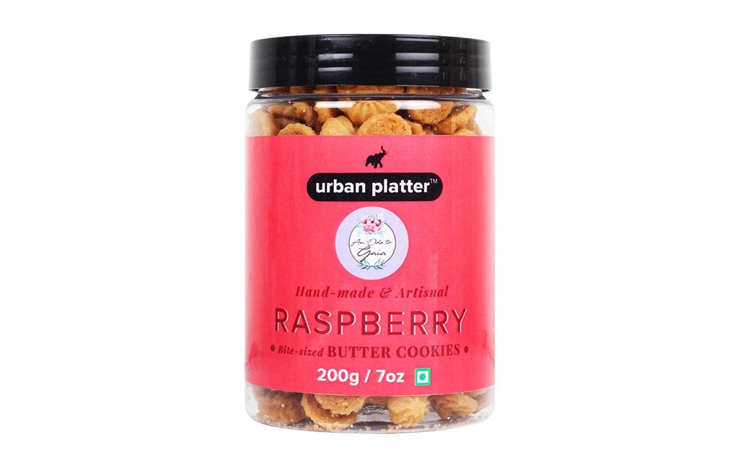 Urban Platter Raspberry Bite Sized Butter Cookies   Plastic Jar  200 grams